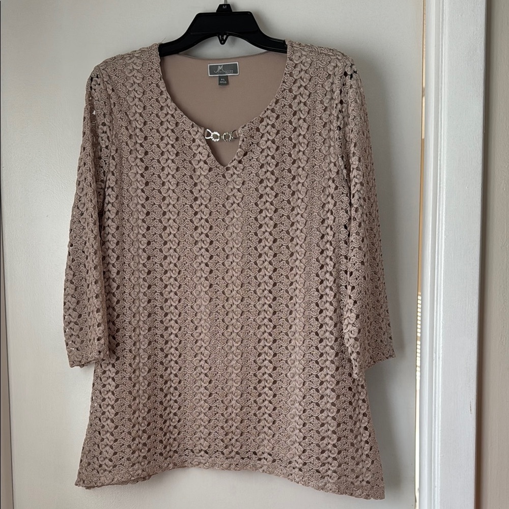 JM Collection Tan Relaxed Embellished Tunic
NWOT